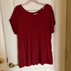 Blu Pepper Red Tiered Short Sleeve Top